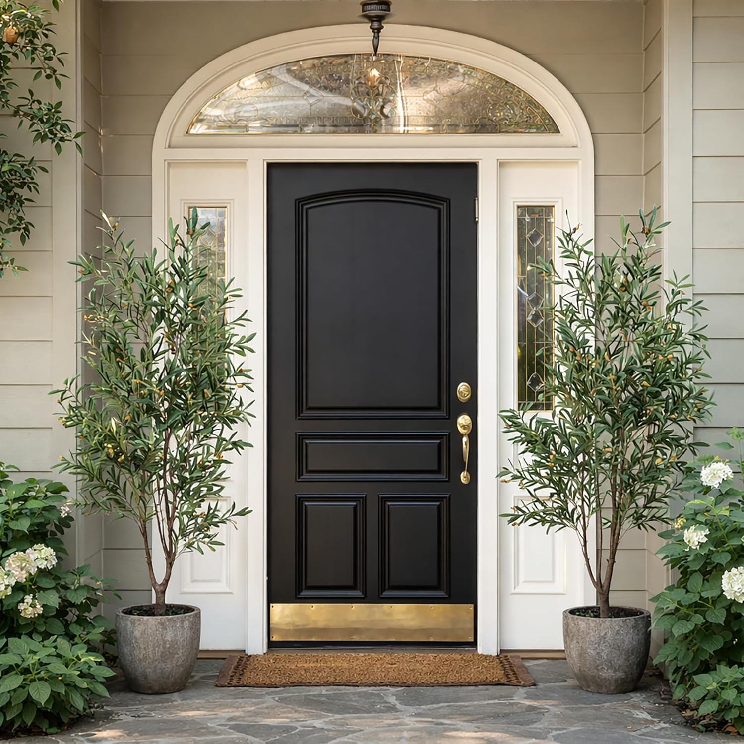 Real-Touch Artificial Tree 2-Pack, Faux Palm or Olive Trees with Weighted Pots, Lifelike Indoor Decorative Plants for Home, Office, Living Room & Entryway (Olive Tree - 6ft) - Image 2