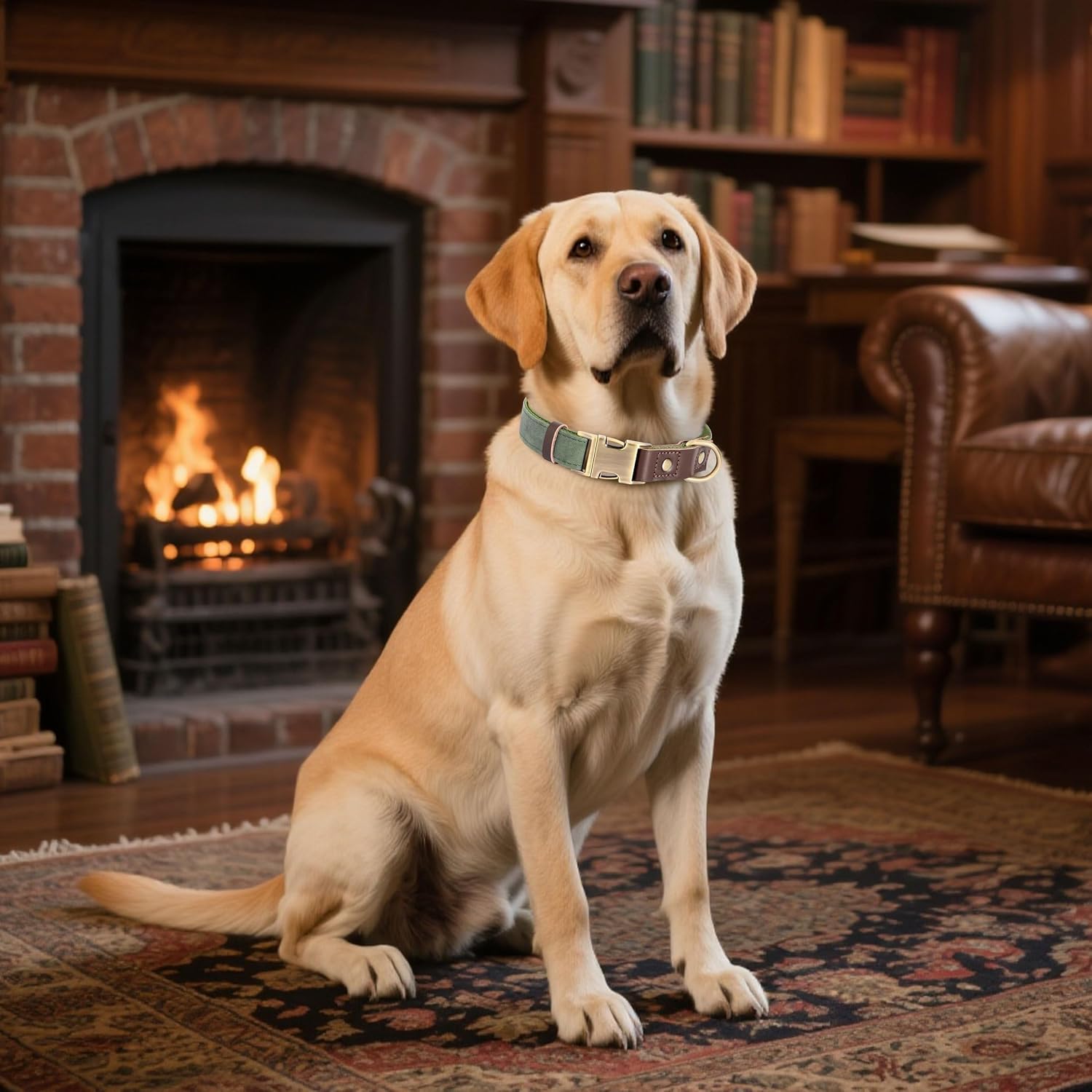 Didog Soft PU Leather Dog Collar for Large Dogs,Classic Adjustable Dog Collars with Quick Release Metal Buckle,Easy Clean and Comfortable with Nylon Lining,Green,XL Neck 17-26", Width 1¼'' - Image 3