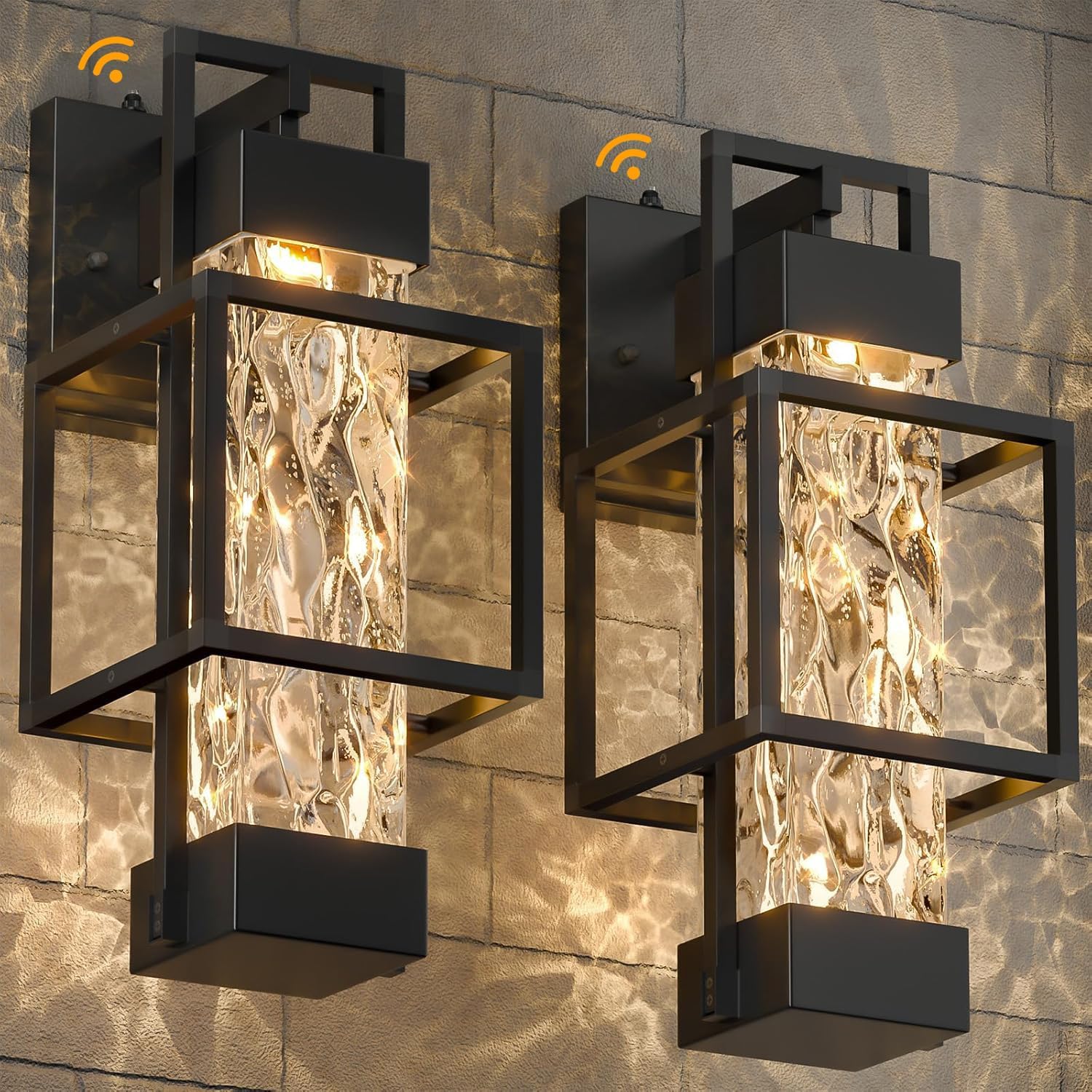 Hotsonic 2 Pack Dusk to Dawn Outdoor Porch Light Fixtures Wall Mount, 14'' Dimmable Exterior Lighting for Outside, Waterproof Wall Lantern Lamps, Black Sconce Coach Lights for House, Garage